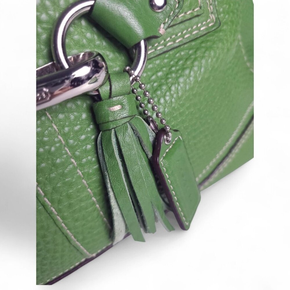 COACH Hampton Pebble Green Leather Satchel & matching wallet - Picture 7 of 11